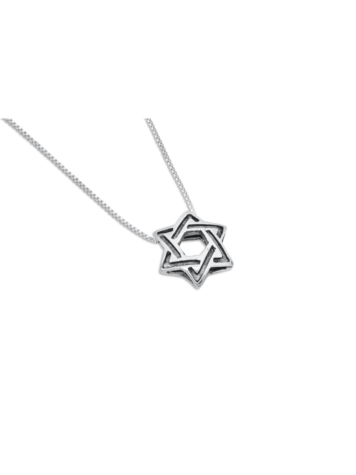 תליון מגן דוד בצבע כסף מודרני, צוואר משפחתי מכסף סטרלינג